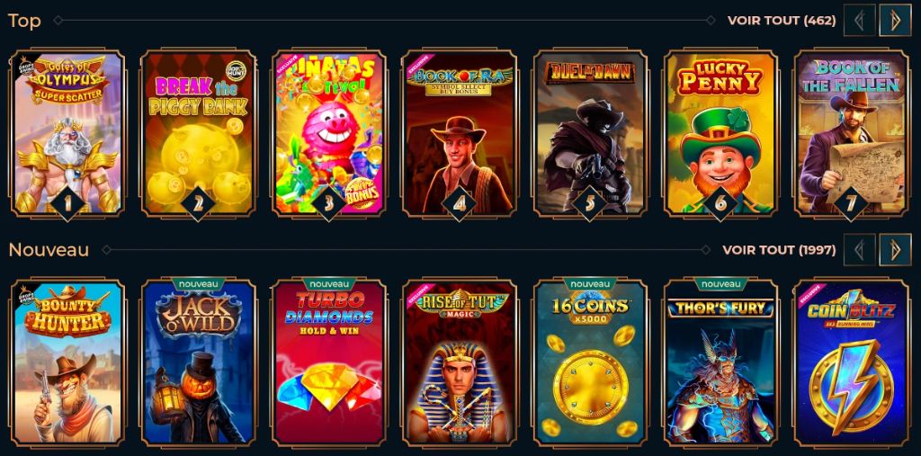 Top machines à sous et nouveaux jeux sur Monsterwin Casino